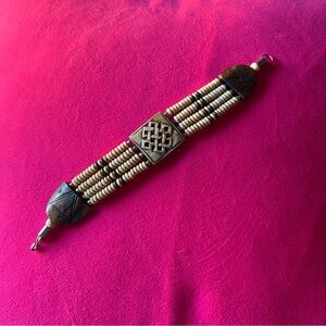 Elegant Brown and Cream Beaded Bracelet